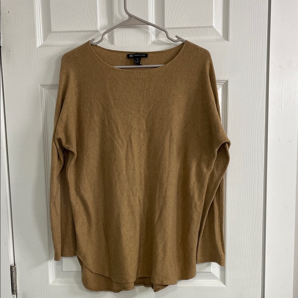 INC International Concepts Tan Crew Neck Sweater